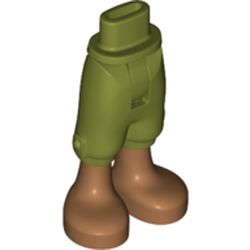 LEGO part 92819c01pr0011 Minidoll Hips and Cropped Trousers with Flesh Legs, Bar Foot print in Olive Green