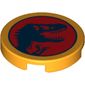 Tile Round 2 x 2 with Bottom Stud Holder and T-Rex Skeleton Silhouette (Jurassic Park Logo) Print