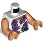 Torso Vest Top, Dark Pink and Dark Purple Flowers, Nougat Neck Print, Nougat Arms and Hands