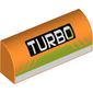 Brick Curved 1 x 4 x 1 1/3 No Studs with 'TURBO' and White and Lime Print