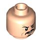 Minifig Head Whiplash, Black Moustache and Goatee, Wrinkles, Angry / Mean Smile Print