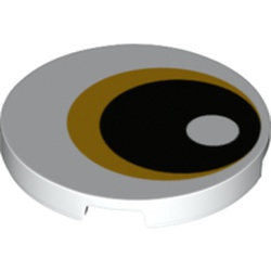 LEGO part 67095pr0014 Tile Round 3 x 3 with Gold and Black Circles print (Eye) in White