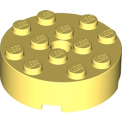LEGO part 87081 Brick Round 4 x 4 [Centre Hole] in Cool Yellow/ Bright Light Yellow