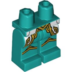 LEGO part 970c00pr2195 Legs and Hips with White Panels and Gold Trim Print in Bright Bluish Green/ Dark Turquoise