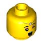 Minifig Head Chang'e, Gold Headdress with Dark Turquoise Jewel, Dark Turquoise Lips, Stern / Right Eye Winking Print