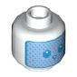 Minifig Head Lunar Rabbit Robot, Light Blue HUD with Bunny Face / Black and Red Angry Face Print