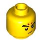 Minifig Head Nezha, Big Eyebrows, Red Forehead Markings, Stern / Smirk with Raise Left Eyebrow Print