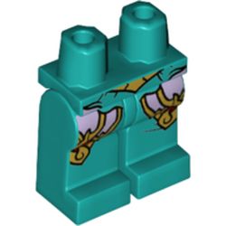 LEGO part 970c00pr2200 Legs and Hips with Gold and Lavender Armor Print in Bright Bluish Green/ Dark Turquoise