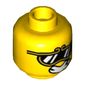 Minifig Head Monkie Kid, Sunglasses with Gold Frames and Smile with Star / Big Eyebrows and Smirk Print