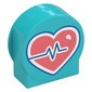 Duplo Brick 1 x 3 x 2 Round Top, Cut Away Sides with Pink Heart with Zigzag Life Line Print