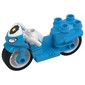 Duplo Motorcycle with Rubber Wheels, White Handlebars, Police Badge, and Headlights Print