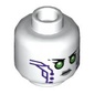 Minifig Head P.I.X.A.L, Green Eyes, Dark Purple Circuitry print