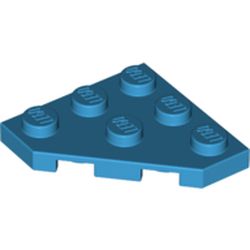 LEGO part 2450 Wedge Plate 3 x 3 Cut Corner in Dark Azure