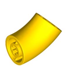 LEGO part 65473 Brick Round 2 x 2 D. Tube with 45° Elbow and Axle Holes (Crossholes) at each end in Bright Yellow/ Yellow