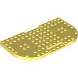 LEGO part 74166 Brick Special 8 x 16 x 2/3, Two Rounded Corners, Reduced Stud Sections in Cool Yellow/ Bright Light Yellow