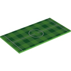 LEGO part 90498pr0016 Tile 8 x 16 with Bottom Tubes with Soccer Field Center Line Print in Bright Green