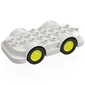 Duplo Car Base 4 x 8 with Four Black Wheels and Vibrant Yellow Hubs