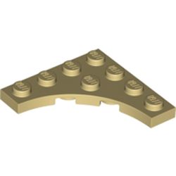 LEGO part 35044 Plate Special 4 x 4 with Curved Cutout in Brick Yellow/ Tan