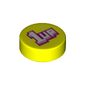 Tile Round 1 x 1 with White/Pink '1 UP' print