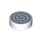 Tile Round 1 x 1 with Bright Light Blue Spiral print