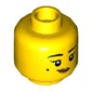 Minifig Head Bird-Watcher / Lee, Eyelashes, Beauty Mark, Peach Lips, Open Mouth Smile / Closed Mouth Smirk Print