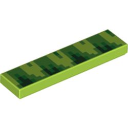 LEGO part 2431pr0177 Tile 1 x 4 with Green Pixelated Greenery print in Bright Yellowish Green/ Lime