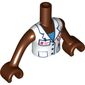 Minidoll Torso Girl with White Doctor Lab Coat, Medium Azure Shirt, Reddish Brown Arms and Hands