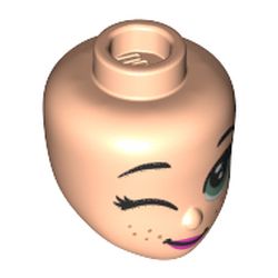 Minidoll Head, Large Olive Green Eyes, Wink, Freckles print