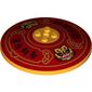 Dish 8 x 8 Inverted [Radar] with Tifers, Gold Decorations, Black Chinese Symbols 'Welcoming the New Spring with Joy', 'Reuniting the Whole Family' print