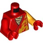 Torso, Odd Arms, Robe, Bright Orange Flames, Tan Shirt print, Left Bright Orange Arm, Right Red Arm, Red Hands