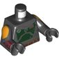 Torso Armor, Dark Green Chest Plate, Reddish Brown Utility Belt Print, Black Arms and Hands with Bright Light Orange and Dark Red Print