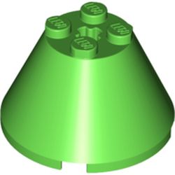 LEGO part 3943b Cone 4 x 4 x 2 with Axle Hole [Plain] in Bright Green