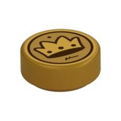 Tile Round 1 x 1 with Golden Crown print