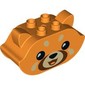 Duplo Brick 2 x 4 x 2 Ears and Pointed Ends with Red Panda Face Print