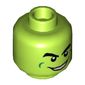 Minifig Head Green Goblin, Dark Green Cheek Lines, Scared / Evil Grin Showing Teeth Print