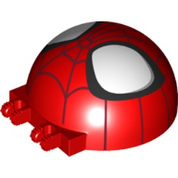 LEGO part 69320pr0005 Windscreen 8 x 8 x 3 Dome with Dual 2 Fingers - 7 Teeth with Spider-Man Face print in Bright Red/ Red