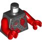 Torso Armor, Silver Collar and Shoulder Strap with Evil Monkey Head, and Red Swirling Clouds Print, Red Arms and Hands