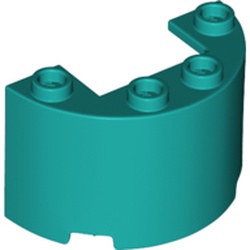 LEGO part 24593 Cylinder Half 2 x 4 x 2 with 1 x 2 Cutout in Bright Bluish Green/ Dark Turquoise