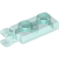 LEGO part 63868 Plate Special 1 x 2 with Clip Horizontal on End in Transparent Light Blue/ Trans-Light Blue