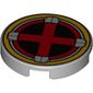 Tile Round 2 x 2 with Red X, Yellow Circle (X-Men Symbol) print