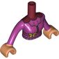 Minidoll Torso Woman with Magenta Dress, Dark Red Neck, Dark Blue Trim, Yellow Butterfly Print, Medium Nougat Arms with Hands