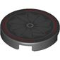 Tile Round 2 x 2 with Fan, Red Circle print