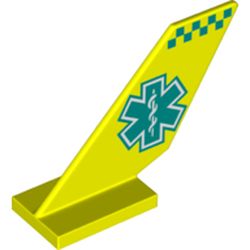 LEGO part 6239pr0022 Tail Shuttle with Star of Life Logo Print in Vibrant yellow