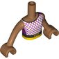Minidoll Torso Girl with White Shirt, Magenta Stripes, Dark Brown Belt Print, Medium Nougat Arms and Hands