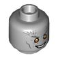 Minifig Head Gorr, Dark Bluish Gray Eyebrows and Lines, Orange Eyes, Evil Smile Print