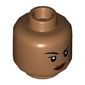 Minifig Head Valkyrie, Eyelashes, Reddish Brown Lips, Smirk / Open Mouth Smile Print