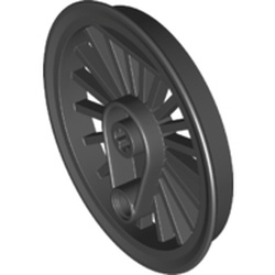 LEGO part 90840 Train Wheel RC Train, Spoked with Technic Axle Hole and Counterweight, 50mm diameter [Flanged Driver] in Black
