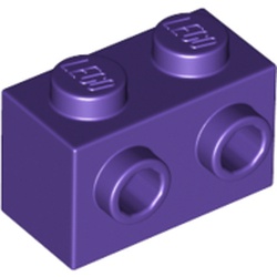 LEGO part 11211 Brick Special 1 x 2 with 2 Studs on 1 Side in Medium Lilac/ Dark Purple
