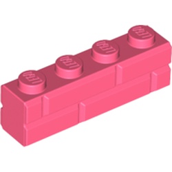 LEGO part 15533 Brick Special 1 x 4 with Masonry Brick Profile in Vibrant Coral/ Coral