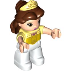 LEGO part 38784 Duplo Figure Female, Reddish Brown Hair, Bright Light Yellow Tiara (Belle) in Cool Yellow/ Bright Light Yellow